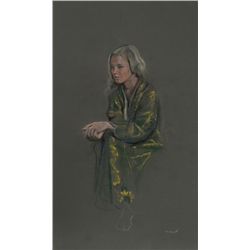 Harry McCormick, Blonde in Yellow Robe, Pastel Drawing