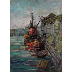 Margaretha E. Albers, New Rochelle Pier, Oil Painting