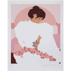 Diana Hanson Young, Woman with Flowers, Serigraph