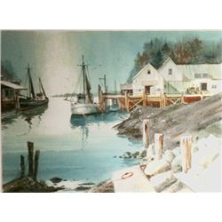 Allen Ulmer, Untitled - Sailing Docks, Watercolor Painting