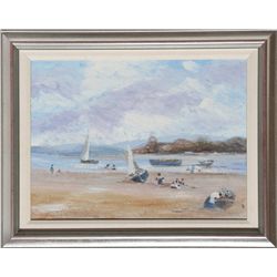 Boats from the Beach, Oil Painting