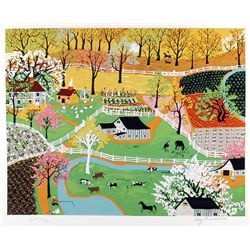 Kay Ameche, Early American Farm, Serigraph