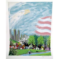 Kay Ameche, America Light of the World, Serigraph