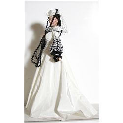 Scarlett O'Hara in White and Black, Porcelain Franklin Heirloom Doll