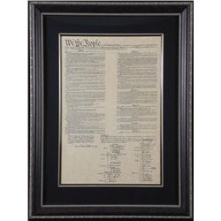 United States U.S. Constitution Antiqued Framed Print