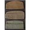 Image 2 : Lot 3 WWII Green Wool Army Side Caps Hats