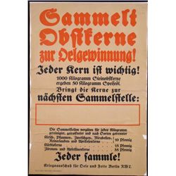 ORIGINAL WWI GERMAN WAR POSTER DONATIONS FOR WAR EFFORT