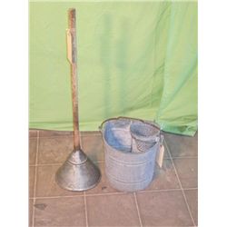1940's Wash Bucket With "pocket" To Wring Out Mop
