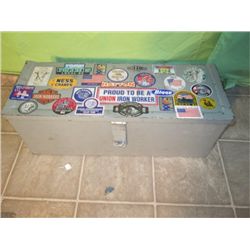 Metal Tool Box With Stickers And Misc Tools