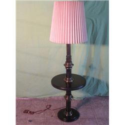 59" Tall Wood Table Lamp With Pleated Shade