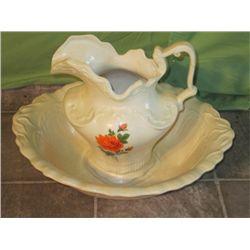 Crackled Water Basin And Water Pitcher