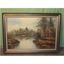 Framed And Matted Large Oil Painting