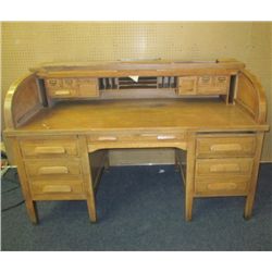 Antique Solid Oak Roll Top Desk