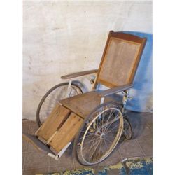 Antique Wood Wheelchair With Metal Wheels