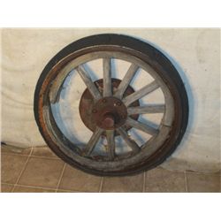 Antique Rubber And Wood Spoke Wheel