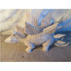 White Stegosaurus Hand Carved Out Of Wood