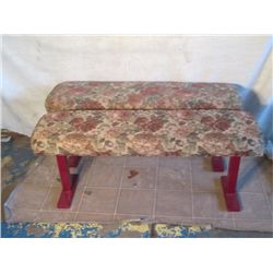 2 Metal Cushioned Floral Patterned Benches