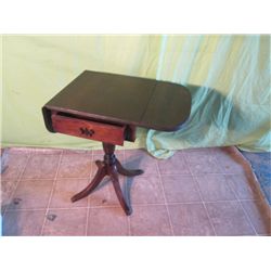 Small Tiny Drop Leaf Side Table With Single Drawer