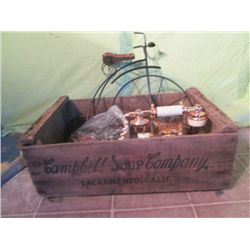 Antique Cambells Box With Phone And Motorcycle