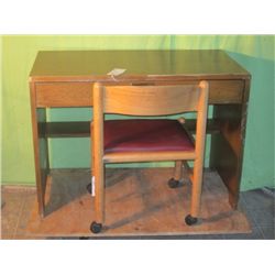 Small Desk W/ Padded Rolling Chair