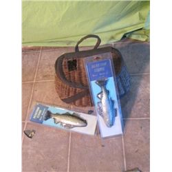 Wicker Fisherman Basket W/ 2 New Swim Baits