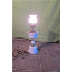 Hobnail Vintage Lamp W/ Flower Top Glass Shade