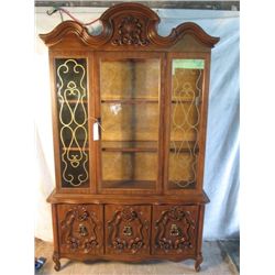 Beautiful Wood Carved 2 Piece Glass Shelved China