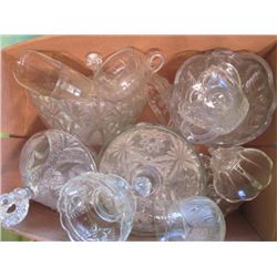 Large Box Of Cut Glass And Crystal Lidded Bowls