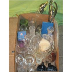 Three Light Lamp With Crystal Stemware