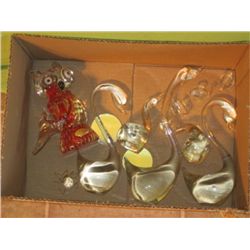 Box Lot Of Blown Geese And Owl