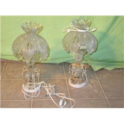 2 Matching Table Lamps W/ Glass Tear Drops