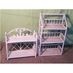 2 Small White Wicker Bathroom Shelf Accessories
