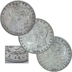 1880-O, 1881-O and 1882-O Morgan s G-VG