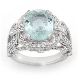 6.50 ctw Aquamarine & Diamond Ring 14K