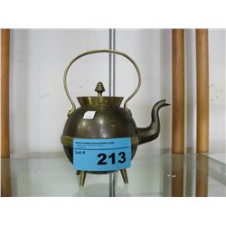 Early brass and copper tea kettle