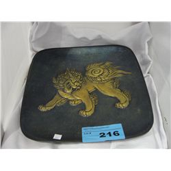 Hammered brass lions tray