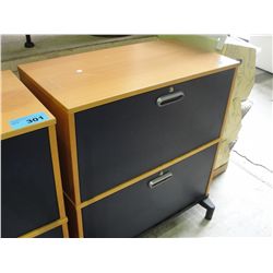 Blue and natural 2 drawer lateral filing cabinet