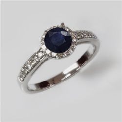 Natural 1.55 ct 2.97g Sapphire & Diamond 14k WG Ring