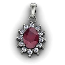 Genuine  1.25  Ctw ruby Pendant14k