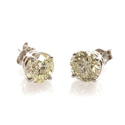 Certified 2.60 ctw Diamond Stud Earring 14k White Gold