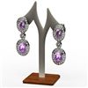 Image 1 : Amethyst 3.40 ctw Diamond Dangling Earring 14k W/Y Gold