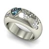 Genuine 0.74 ctw Aqua Marine Diamond Ring 14k W/Y Gold