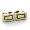 Genuine 1.44 ctw Green Tourmaline Cufflink 14k W/Y Gold