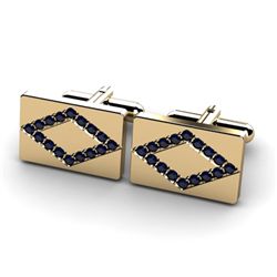 Genuine 1.60 ctw Sapphire Cufflink 14k W/Y Gold