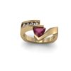 Genuine 0.82 ctw Ruby Trillion Diamond Ring 14k