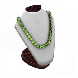 Peridot 18.72 ctw Round Necklace 14kt W/Y Gold