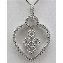 Genuine 0.80 ctw Round Diamond Heart Pendant 14k