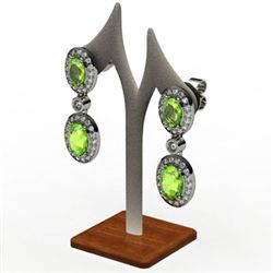 Peridot 3.70 ctw Diamond Dangling Earring 18k W/Y Gold