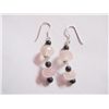 Image 1 : NATURAL 36.50 CTW ROSEQUARTZ AND BLACK ONEX EARRING .92