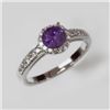 Natural 1.35 ct 2.97g Amethyst & Diamond 14k WG Ring